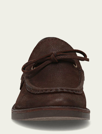 FRYE Women’s Brown Leather Harper One Eye Tie Boat Shoes
