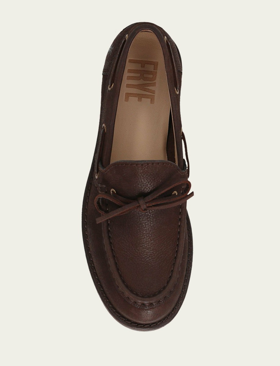 FRYE Women’s Brown Leather Harper One Eye Tie Boat Shoes