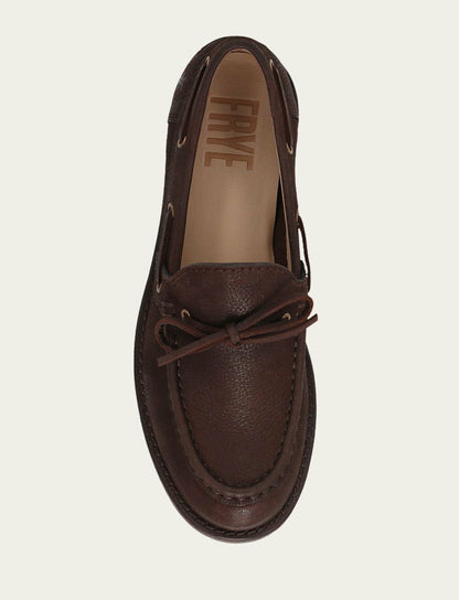 FRYE Women’s Brown Leather Harper One Eye Tie Boat Shoes