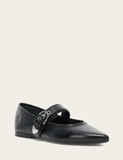 FRYE Women’s Black Heather Buckle Mary Jane Flats