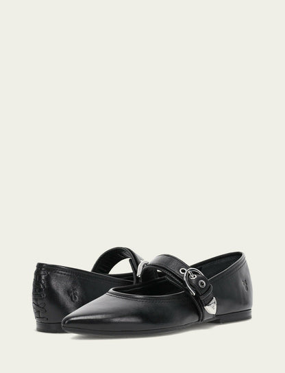 FRYE Women’s Black Heather Buckle Mary Jane Flats