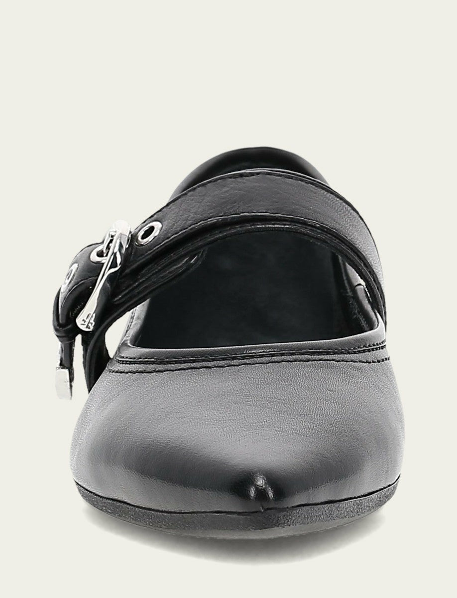 FRYE Women’s Black Heather Buckle Mary Jane Flats