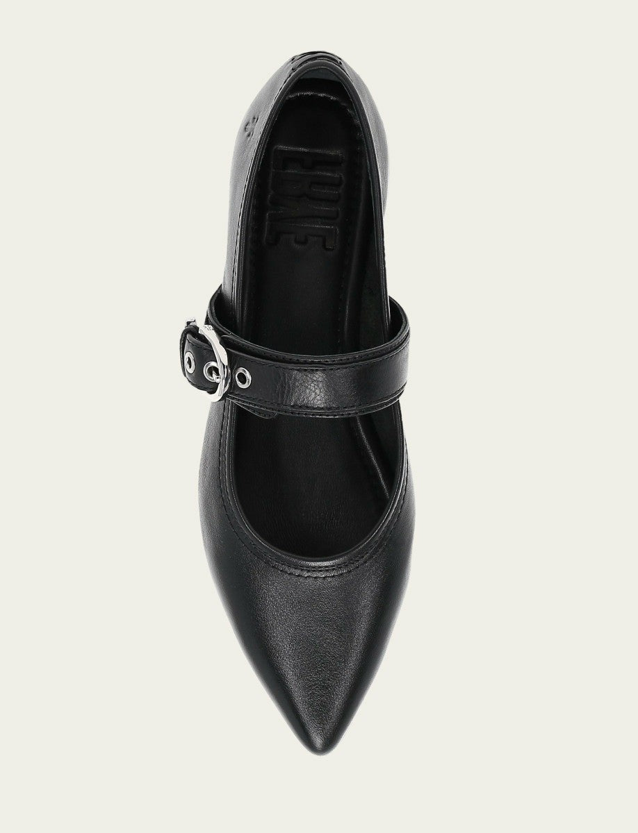 FRYE Women’s Black Heather Buckle Mary Jane Flats
