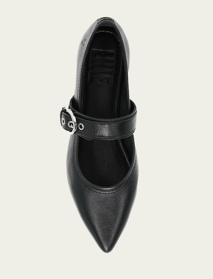 FRYE Women’s Black Heather Buckle Mary Jane Flats
