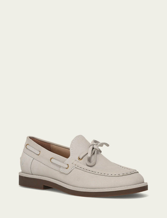 FRYE Women’s Ivory Leather Harper One Eye Tie Boat Shoes