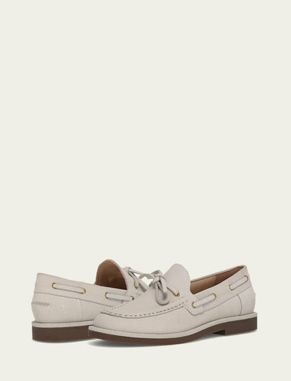 FRYE Women’s Ivory Leather Harper One Eye Tie Boat Shoes
