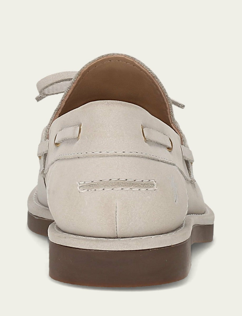 FRYE Women’s Ivory Leather Harper One Eye Tie Boat Shoes