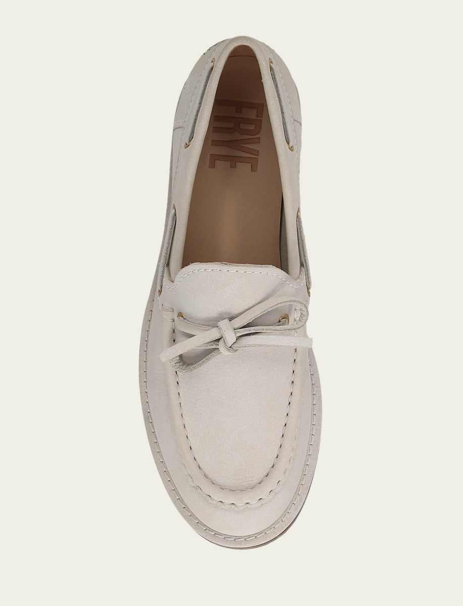 FRYE Women’s Ivory Leather Harper One Eye Tie Boat Shoes