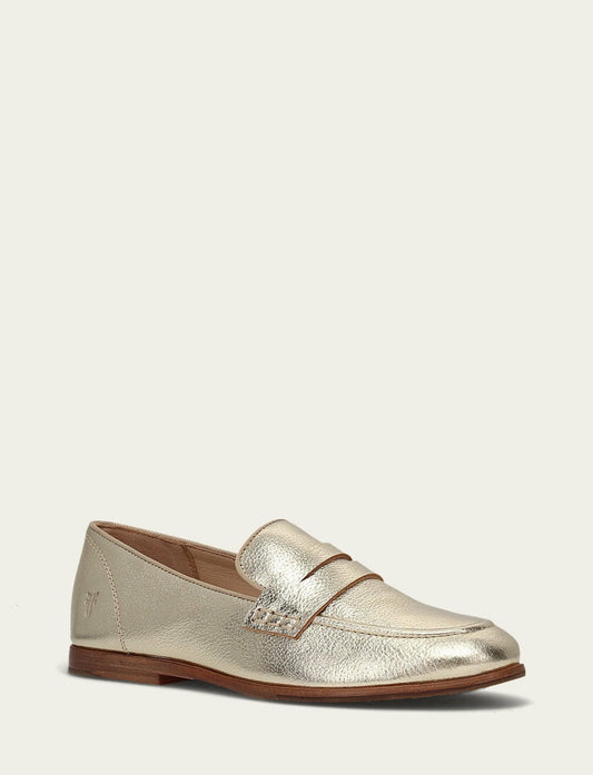 FRYE Women’s Light Gold Faith Metallic Leather Loafers
