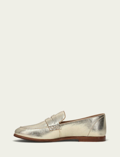 FRYE Women’s Light Gold Faith Metallic Leather Loafers