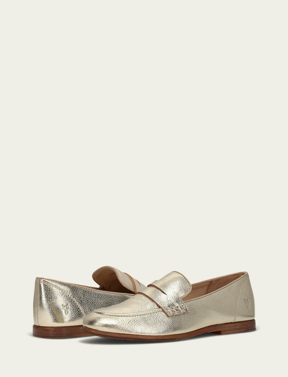 FRYE Women’s Light Gold Faith Metallic Leather Loafers
