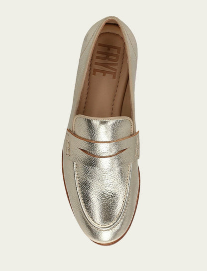 FRYE Women’s Light Gold Faith Metallic Leather Loafers