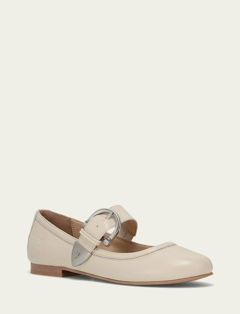 FRYE Women's Ecru Carson Mary Jane Flats