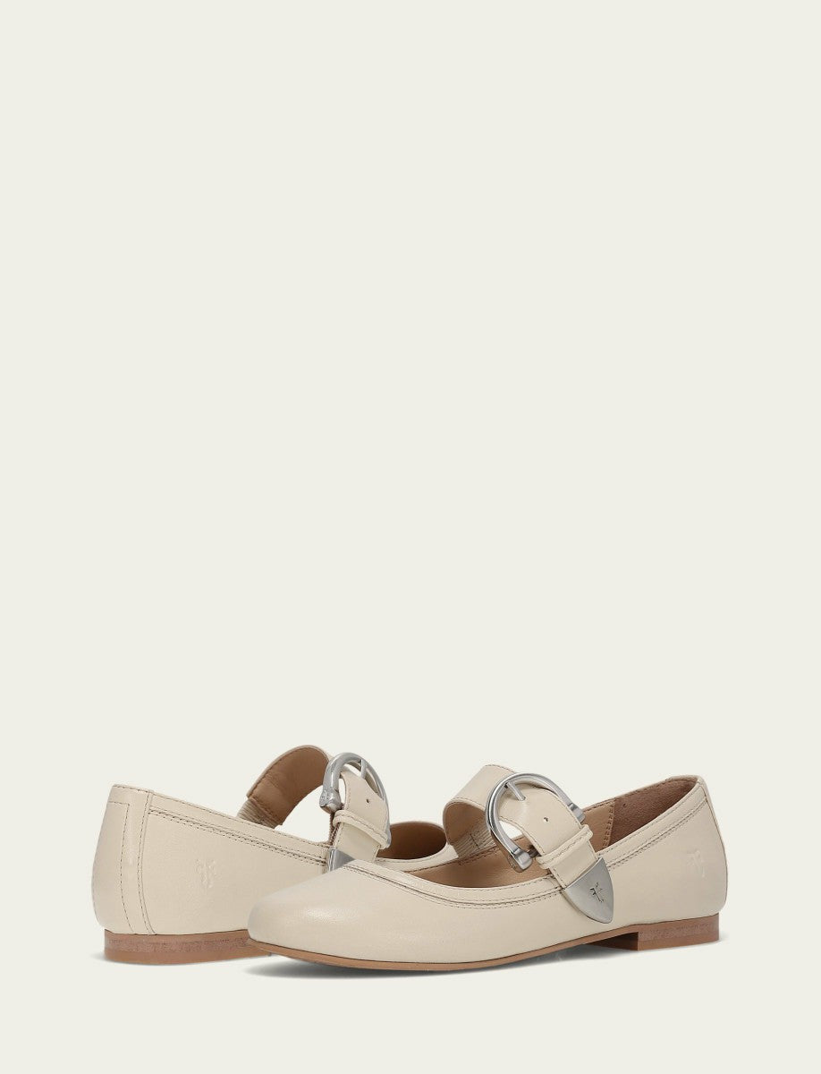 FRYE Women's Ecru Carson Mary Jane Flats