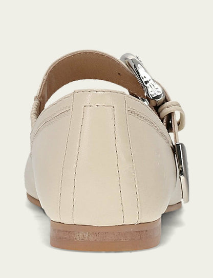 FRYE Women's Ecru Carson Mary Jane Flats