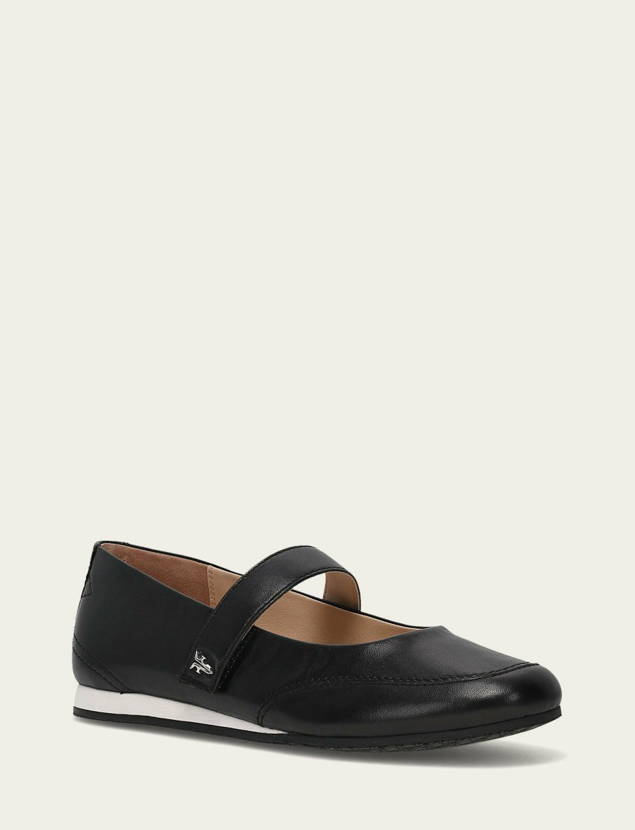 FRYE Women’s Black Sofie Mary Jane Scrunch Leather Flats