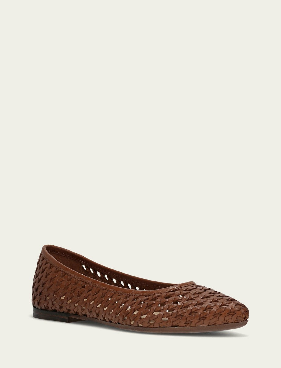 FRYE Women’s Cinnamon Leather Heather Woven Ballet Flats