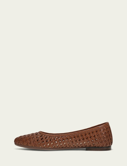 FRYE Women’s Cinnamon Leather Heather Woven Ballet Flats