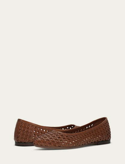 FRYE Women’s Cinnamon Leather Heather Woven Ballet Flats