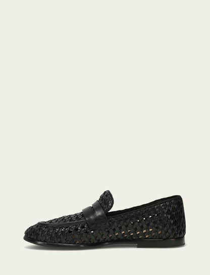FRYE Women’s Black Faith Woven Leather Loafers