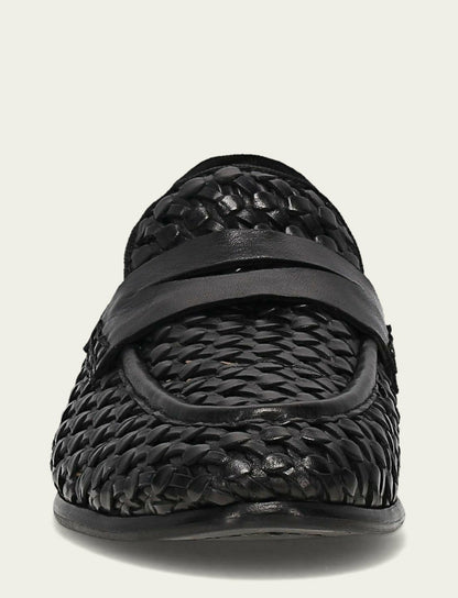 FRYE Women’s Black Faith Woven Leather Loafers