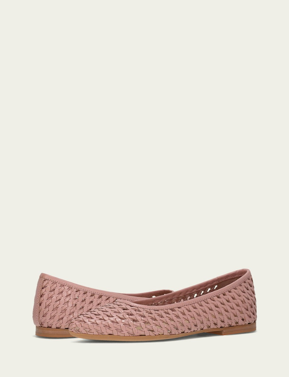 FRYE Women’s Cameo Rose Leather Heather Woven Ballet Flats