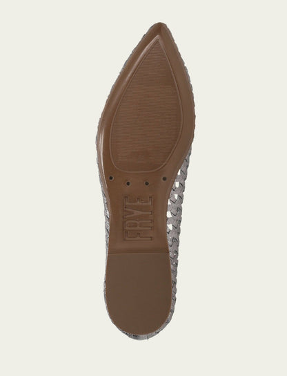 FRYE Women’s Platinum Metallic Leather Heather Woven Ballet Flats