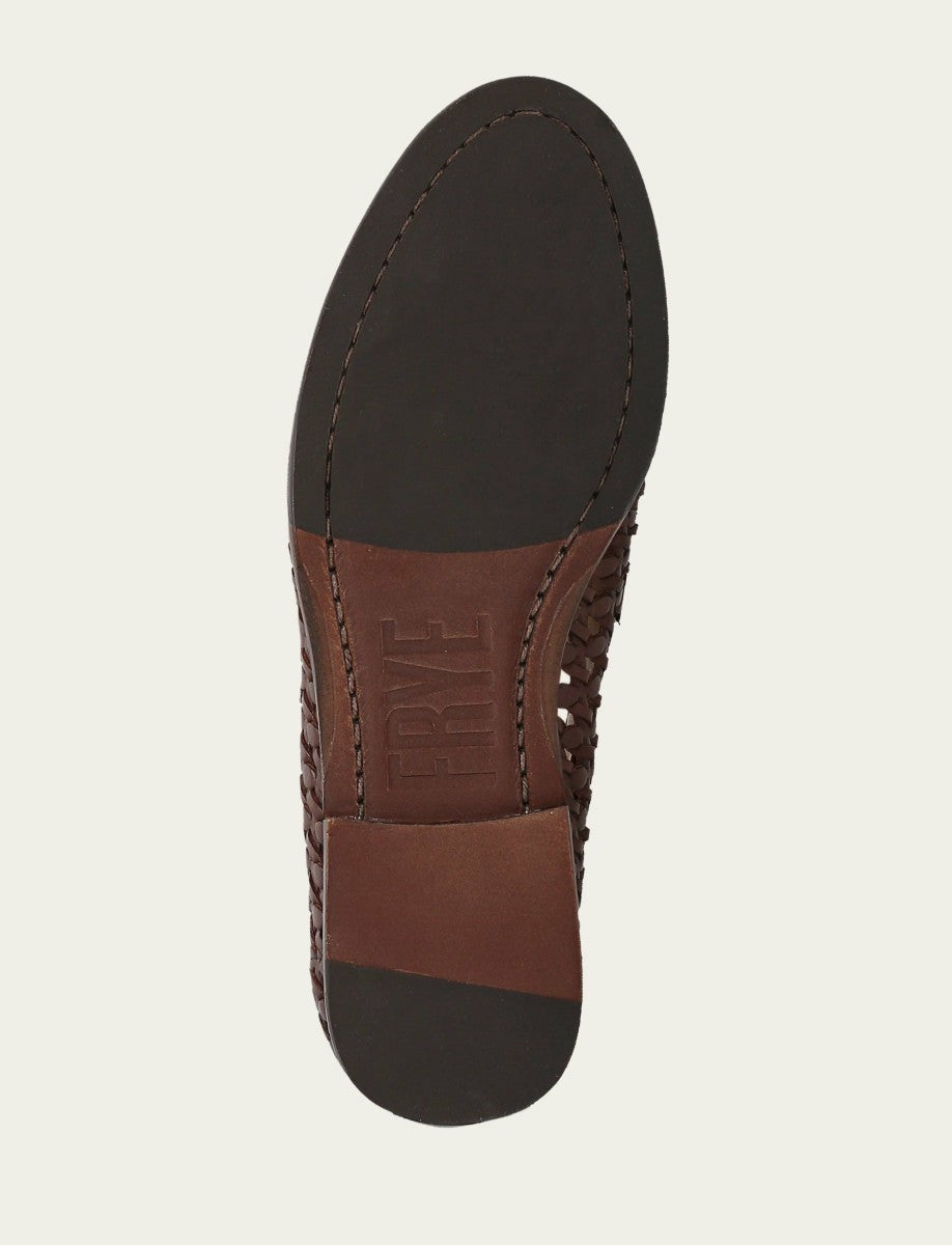 FRYE Women’s Dark Brown Faith Woven Leather Loafers
