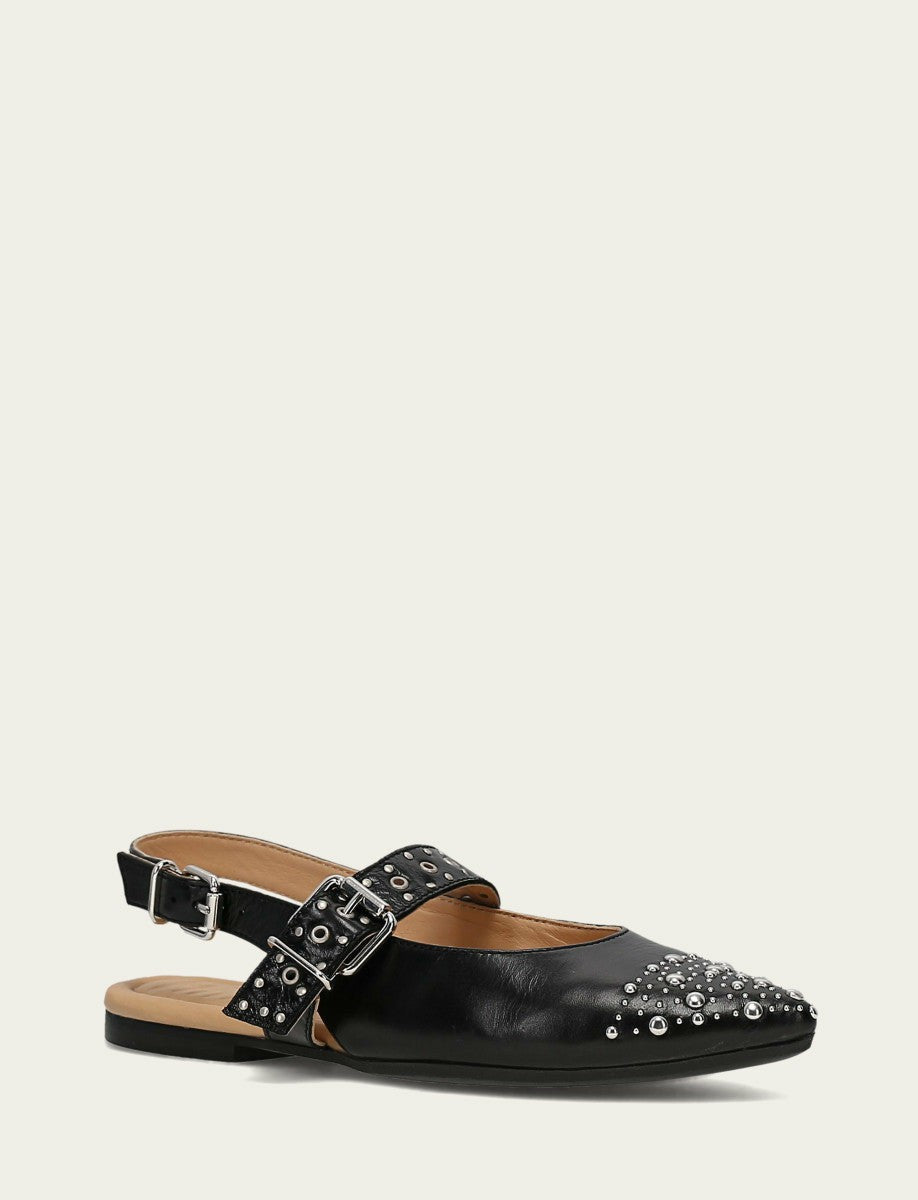 FRYE Women's Black Heather Slingback Studded Shoe