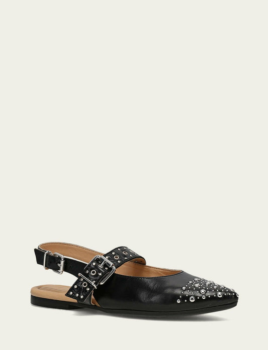 FRYE Women's Black Heather Slingback Studded Shoe