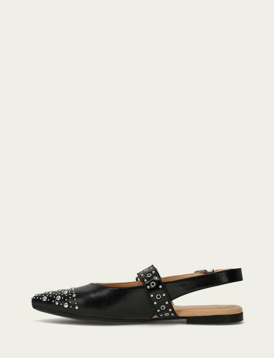 FRYE Women's Black Heather Slingback Studded Shoe