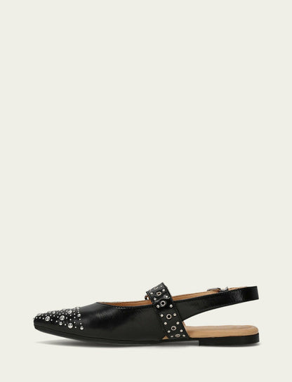FRYE Women's Black Heather Slingback Studded Shoe