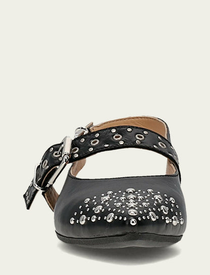 FRYE Women's Black Heather Slingback Studded Shoe