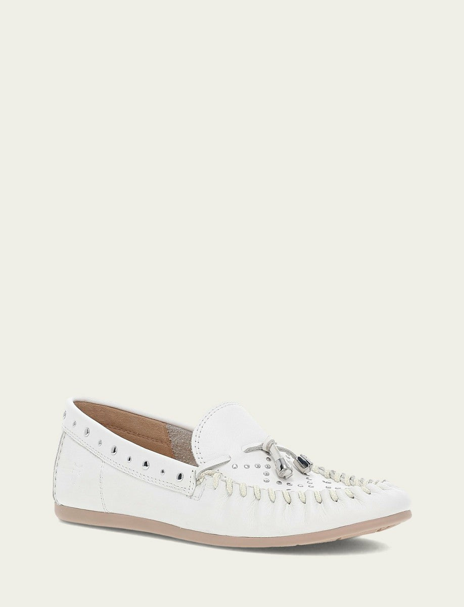 FRYE Women's White Naya Stud Moc Loafers