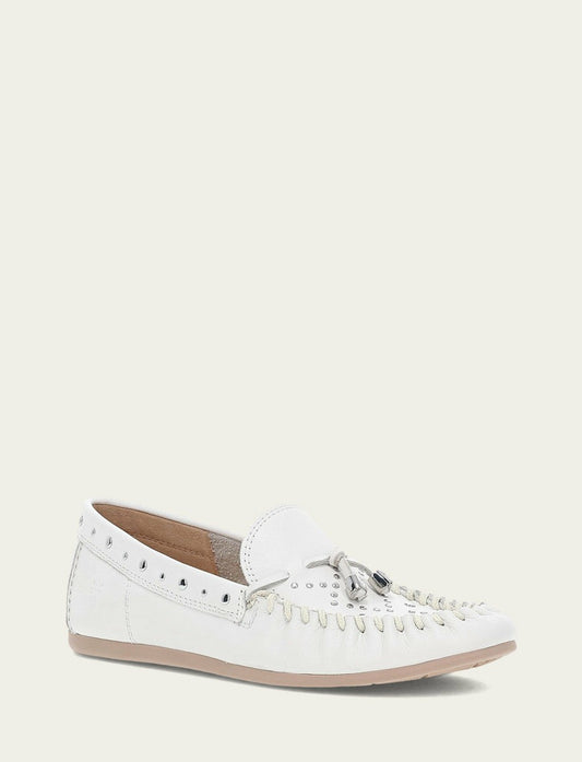FRYE Women's White Naya Stud Moc Loafers