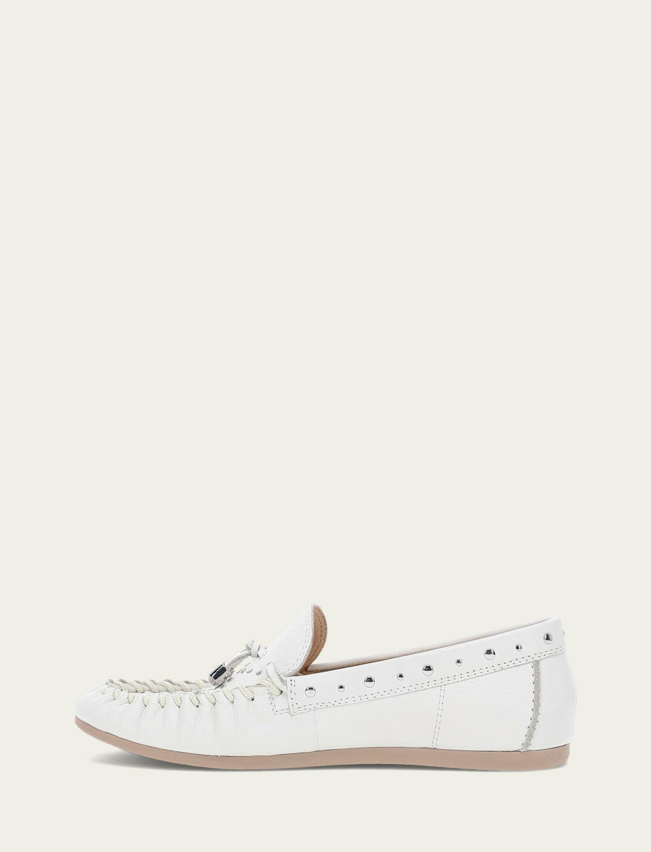 FRYE Women's White Naya Stud Moc Loafers
