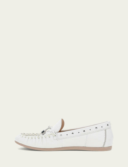 FRYE Women's White Naya Stud Moc Loafers
