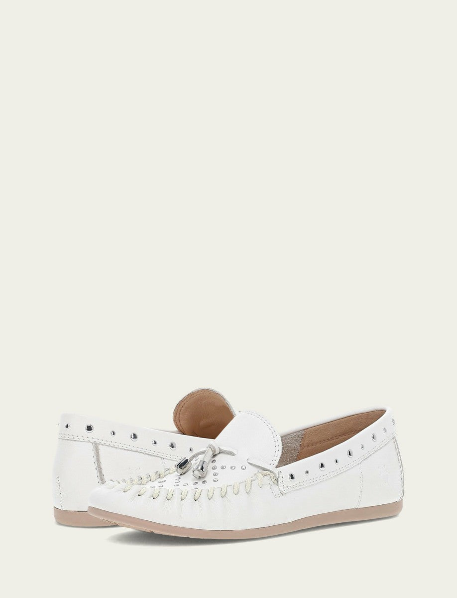 FRYE Women's White Naya Stud Moc Loafers