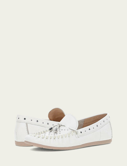 FRYE Women's White Naya Stud Moc Loafers