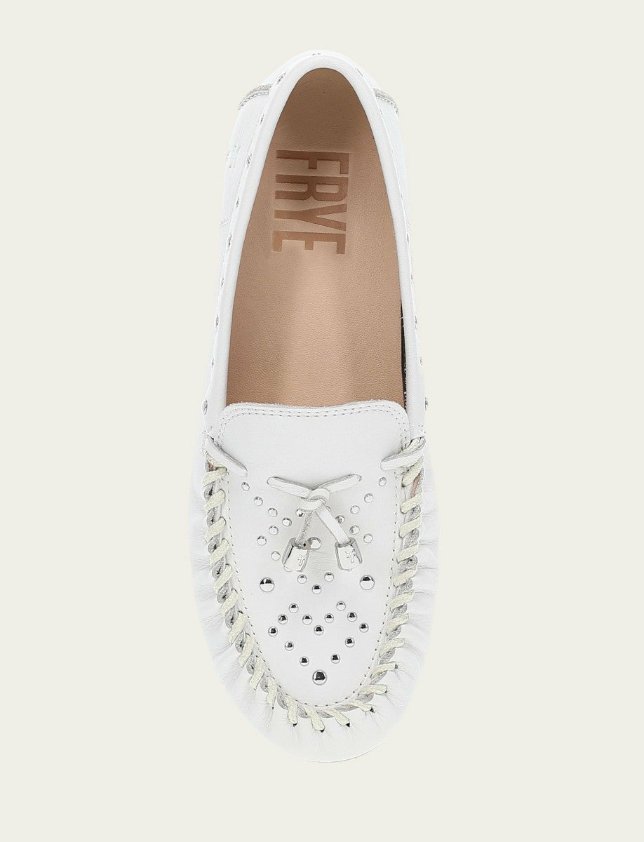 FRYE Women's White Naya Stud Moc Loafers
