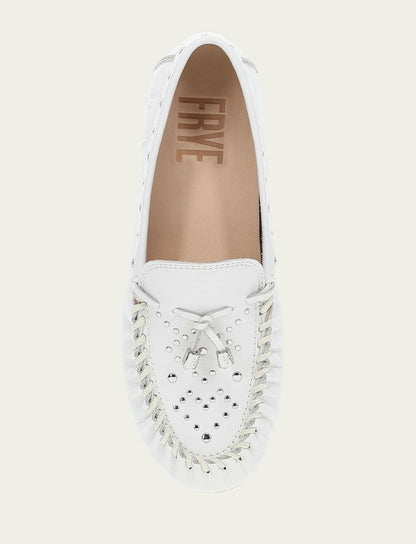FRYE Women's White Naya Stud Moc Loafers