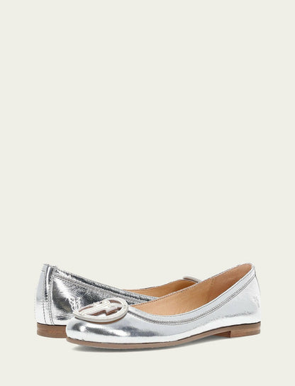 FRYE Women's Silver Carson Logo Ballet Flats