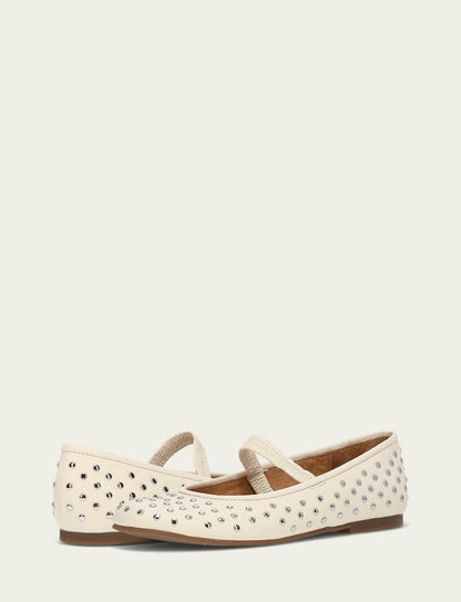 FRYE Women's Ecru Emma Studded Mary Jane Shoe
