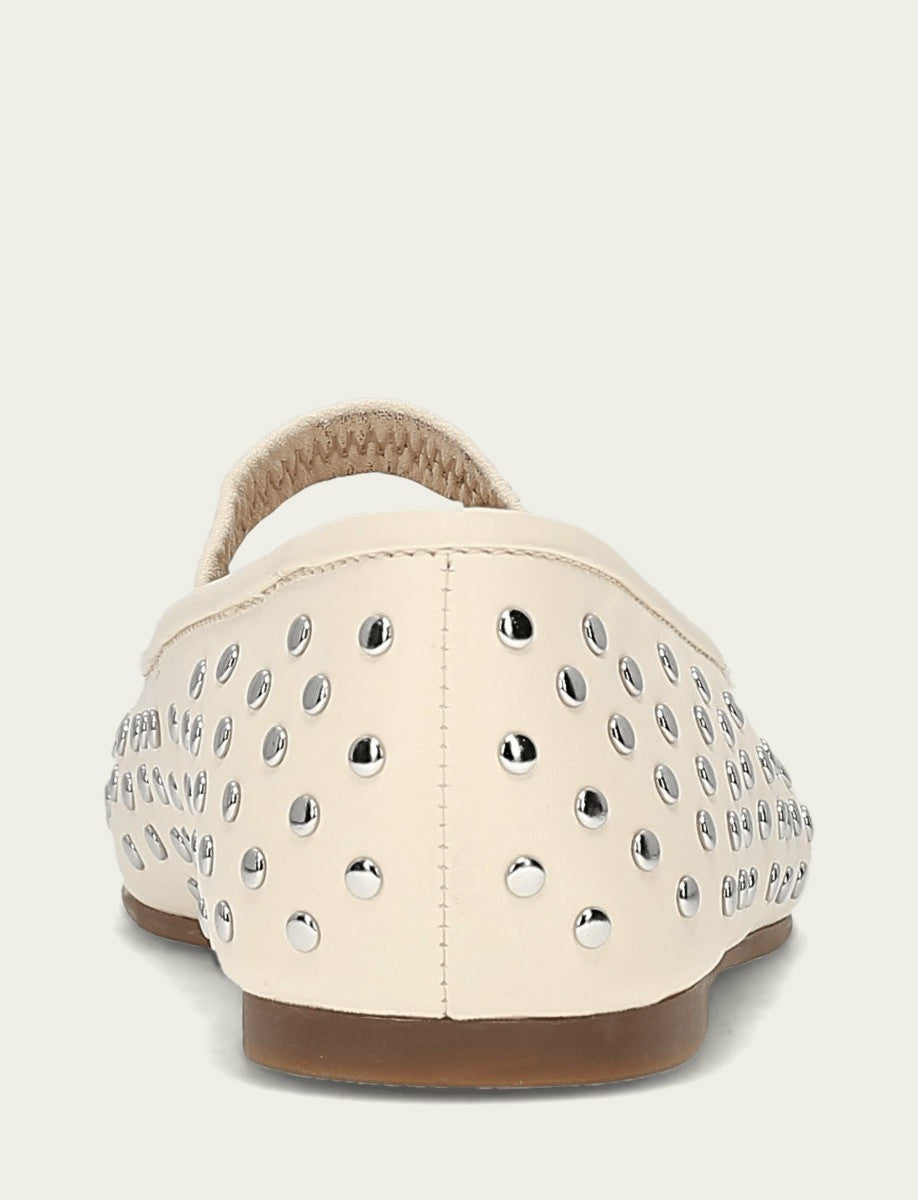 FRYE Women's Ecru Emma Studded Mary Jane Shoe