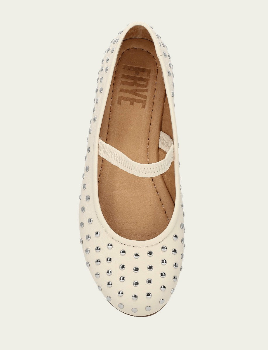 FRYE Women's Ecru Emma Studded Mary Jane Shoe