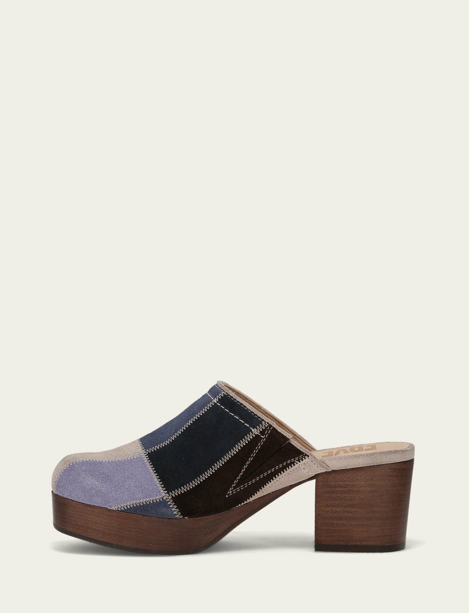 FRYE Women's Blue Multi Patchwork Campus Clog