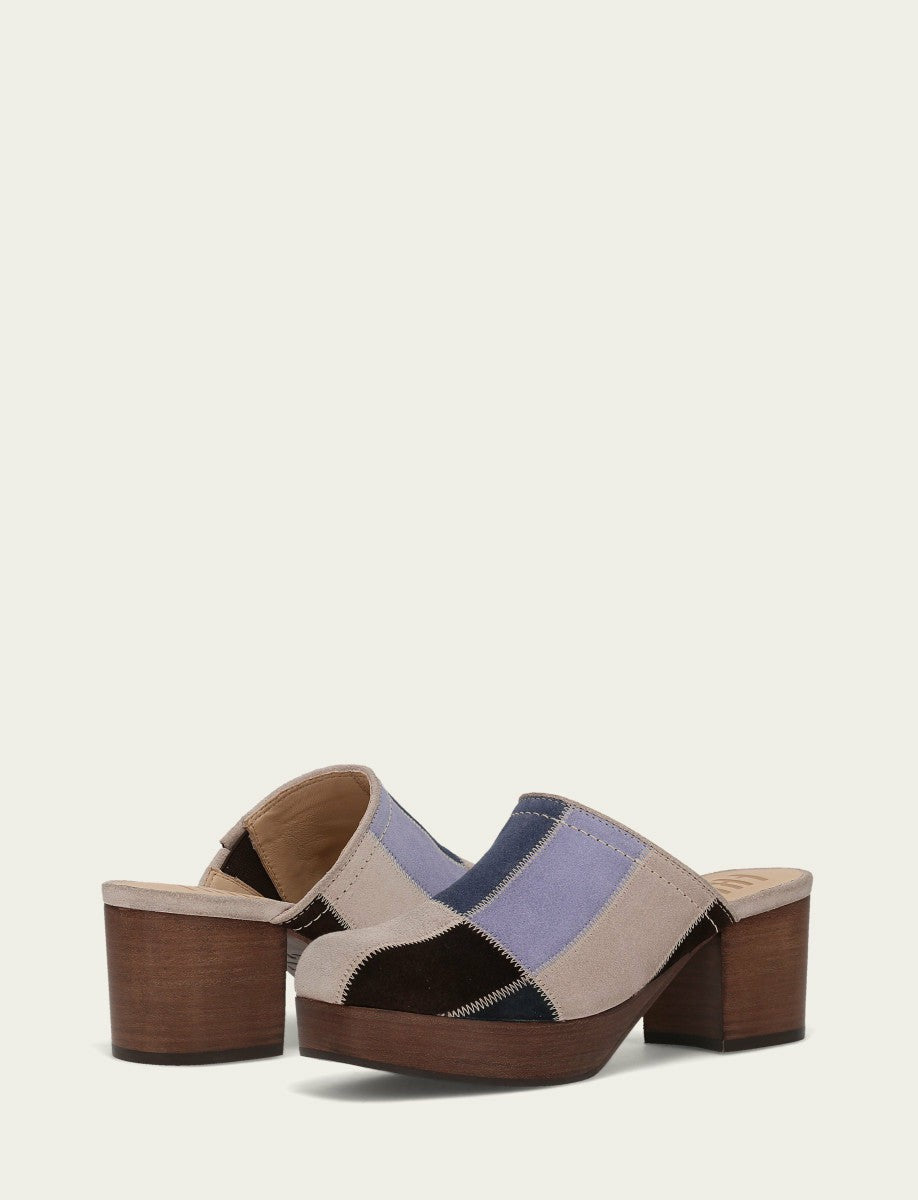 FRYE Women's Blue Multi Patchwork Campus Clog
