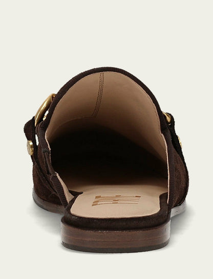 FRYE Women's Chocolate Suede Faith Chain Mule