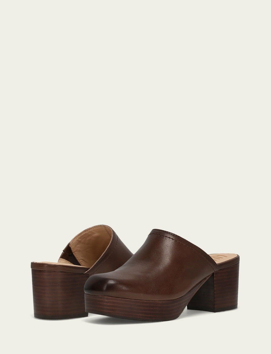 FRYE Women's Brown Leather Campus Clog