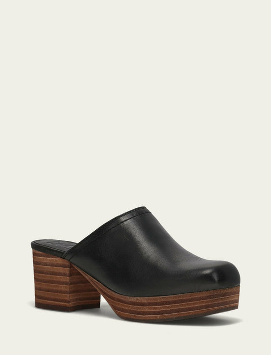 FRYE Women's Black Leather Campus Clogs